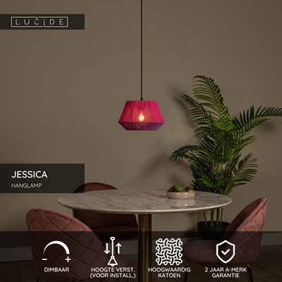 Lucide JESSICA - Hanglamp - Ø 30 cm - 1xE27 - Roze